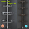 4-Tier Corner Shower Caddy Tension Pole, Fits 37.8”-124”, Silver