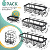 Adhesive Shower Caddy 6 Pack, Large Capacity Bathroom Organizers and Storage, No Drilling Wall-Mounted Basket, Black