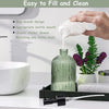 Green Glass Soap Dispenser Set with Black Pump, 13.5oz Refillable Liquid Hand Dispenser, Lotion Dish for Modern Home Decor, Bathroom, Kitchen Countertop, Hotel(2 Pack)