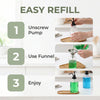 Glass Soap Dispenser Set 2 Pack, 18 oz Refillable Liquid Hand Dish Soap Pump Bottles with Bamboo Tray Waterproof Labels for Kitchen Sink