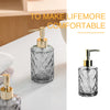 2 Pack Glass Soap Dispenser Diamond Design , 12 Ounce Kitchen Soap Dispenser for Bathroom, Hand Soap, Dish Soap (Transparent and Grey)