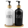 Glass Soap Dispenser Set, Contains Hand Soap and Dish Soap Dispenser(Black & White)