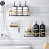 Shower Caddy Shelves Organizer Rack, 3 Pack Shower Caddy with Soap Holder, No Drilling Wall Mounted Self Adhesive Shower Shelves for Inside Shower, Matte Gold