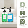 Glass Soap Dispenser Set 2 Pack, 18 oz Refillable Liquid Hand Dish Soap Pump Bottles with Bamboo Tray Waterproof Labels for Kitchen Sink