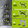 4-Tier Corner Shower Caddy Tension Pole, Fits 37.8”-124”, Silver