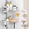 Corner Shower Caddy Tension Pole - Chrome 4-Tier Adjustable Shower Tension Rod Organizer with Hooks & Soap Holders, 25-114.2 Inch Stainless Steel Shower Storage Rack for Renters & Family